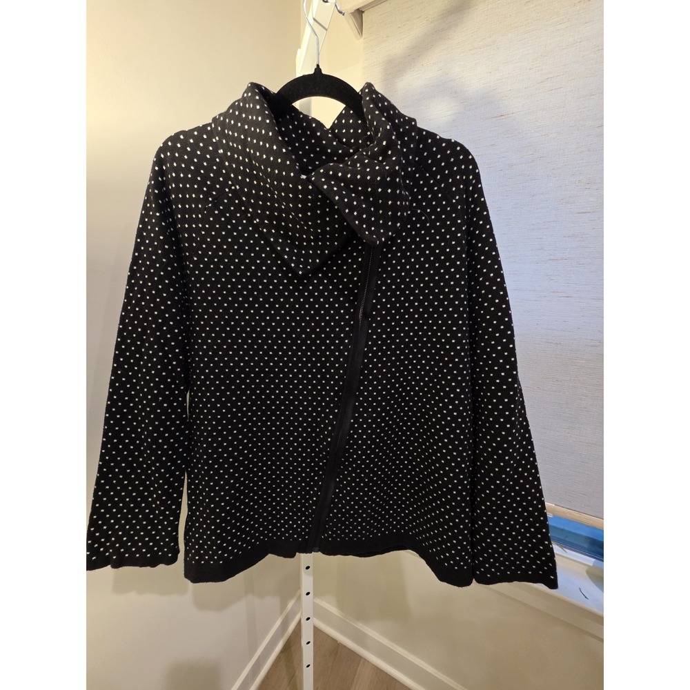 CHRISTOPHER & BANKS WOMENS BLACK & WHITE COTTON KNIT DOTTED JACKET SIZE 2X